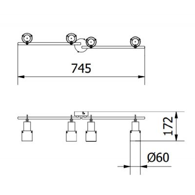 GTV Aralia lampa podsufitowa 4x20 W przydymiona OS-AR4G9-10
