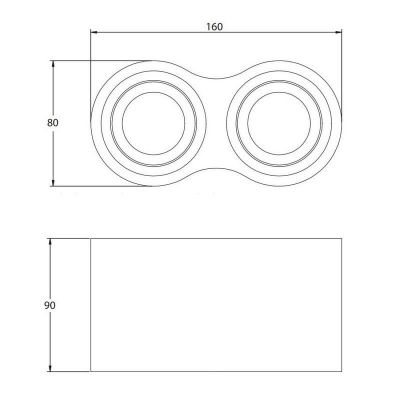 GTV Aveiro lampa podsufitowa 2x20 W czarna OS-AVB80160OK2-00