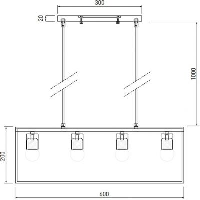 GTV Diu lampa wisząca 4x40 W czarna OS-DIU4-10-DEC