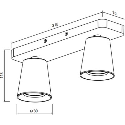 GTV Elli lampa podsufitowa 2x20 W biała OS-ELLI-2GU10-00-DEC