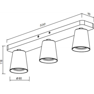 GTV Elli lampa podsufitowa 3x20 W czarna OS-ELLI-3GU10-10-DEC