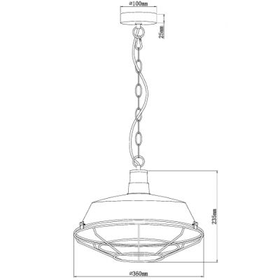 GTV Lars lampa wisząca 1x40 W czarna OS-LARS2-10-DEC