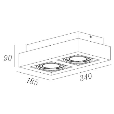 GTV Loid lampa podsufitowa 2x40 W czarna OS-LOID-2GU10-10-DEC