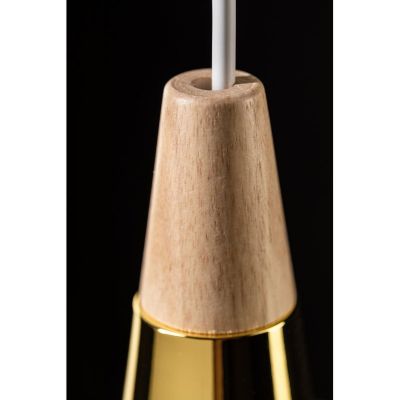 GTV Skandi lampa wisząca 1x40 W złota-niebieska-drewno OS-SKAN3-25-DEC