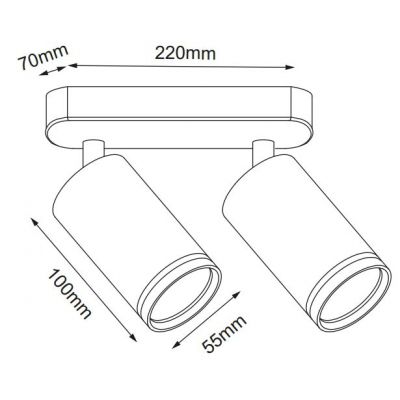GTV Solis lampa podsufitowa 2x50 W biała OS-SOL-2GU10-00