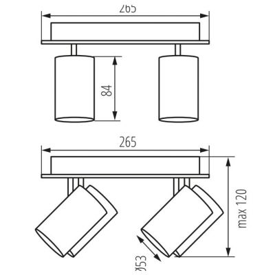 GTV Veneto lampa podsufitowa 4x20 W czarna OS-VEN20WOK4-10