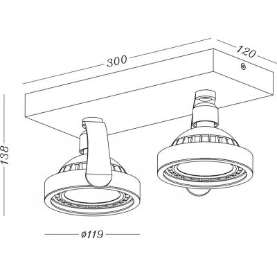 GTV Wally lampa podsufitowa 2x40 W grafitowa OS-WALLY2-15-DEC