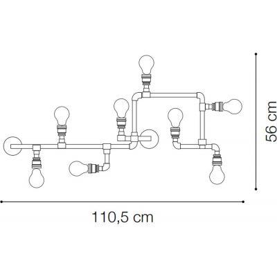 Ideal Lux Plumber lampa podsufitowa 8x42W czarna 136714