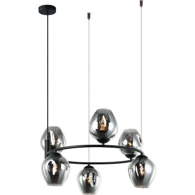 Italux Roxane lampa wisząca 6x40 W czarna MDM-4045-6 BK+SG