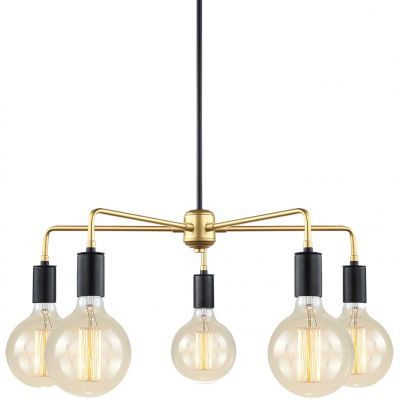 Italux Malene lampa wisząca 5x40 W czarna-złota MDM3386/5 BK+GD