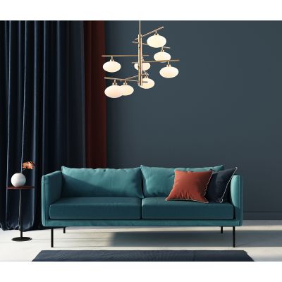 Italux Fiorenzo lampa wisząca 8x25 W biała-mosiądz MDM3661-8 BRO+W