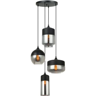 Italux Molina lampa wisząca 4x40 W czarna-przydymiona MDM-4364/4 BK+SG