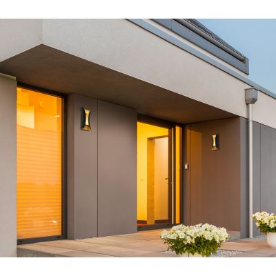 Italux Dante kinkiet zewnętrzny 2x6 W czarny piaskowany/złoty PL-356-S BK+GD