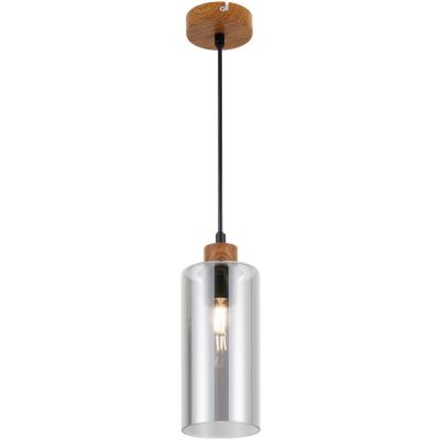 Italux Naster lampa wisząca 1x25 W czarna-drewno PND-23051-1-WO