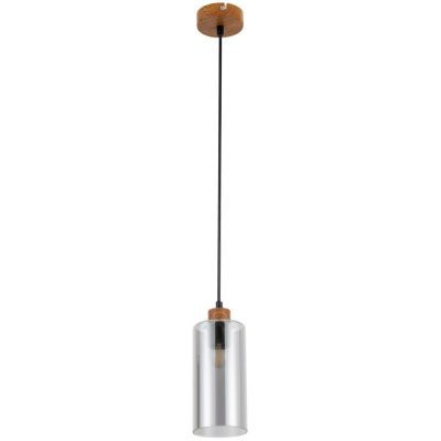 Italux Naster lampa wisząca 1x25 W czarna-drewno PND-23051-1-WO