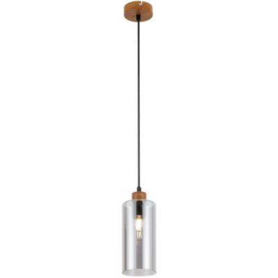 Italux Naster lampa wisząca 1x25 W czarna-drewno PND-23051-1-WO
