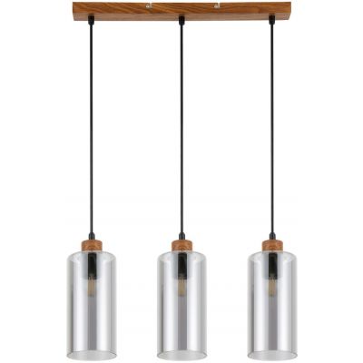Italux Naster lampa wisząca 3x25 W czarna-drewno PND-23051-3-WO