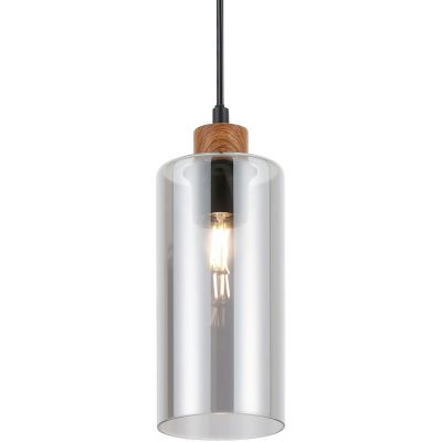 Italux Naster lampa wisząca 3x25 W czarna-drewno PND-23051-3-WO