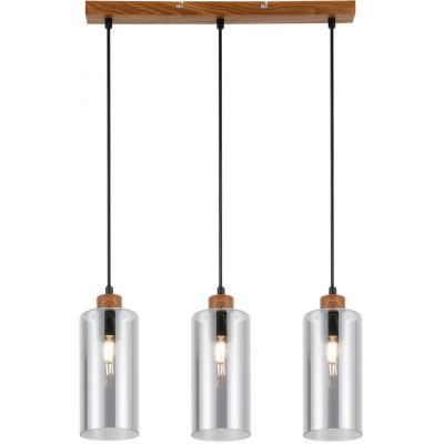 Italux Naster lampa wisząca 3x25 W czarna-drewno PND-23051-3-WO