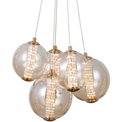 Italux Butero lampa wisząca 5x4 W złota-bursztynowa PND-34359-5-HBR-AMB