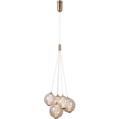 Italux Butero lampa wisząca 5x4 W złota-bursztynowa PND-34359-5-HBR-AMB