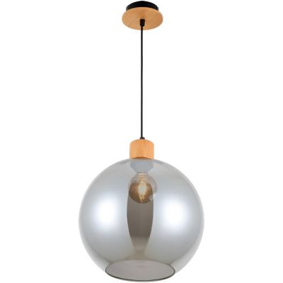 Italux Potan lampa wisząca 1x25 W czarna-drewno PND-67497-WO-SG