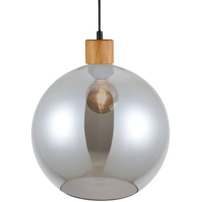 Italux Potan lampa wisząca 1x25 W czarna-drewno PND-67497-WO-SG