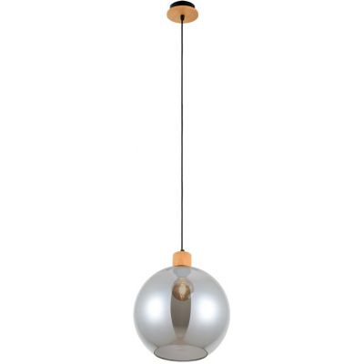 Italux Potan lampa wisząca 1x25 W czarna-drewno PND-67497-WO-SG