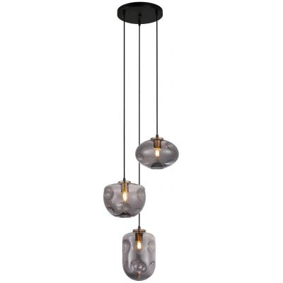 Italux Hatella lampa wisząca 3x40 W czarna-przydymiona-miedź PND-112038-3A-BRO+SG