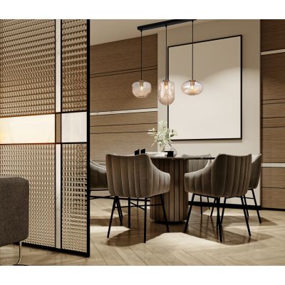 Italux Hatella lampa wisząca 3x40 W czarna-miedź-bursztynowa PND-112038-3-BRO+AMB