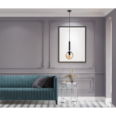 Italux Ravena lampa wisząca 1x10 W bursztynowa PND-2324-1 BK+AMB