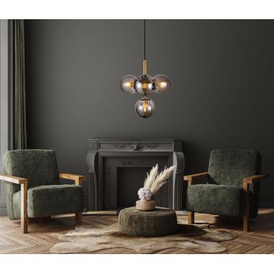 Italux Ravena lampa wisząca 4x5 W przydymiona PND-2324-4B BRO+SG