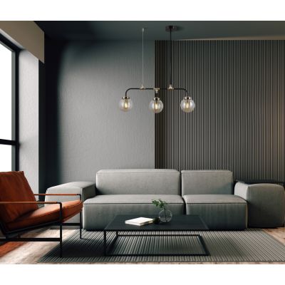 Italux Valpena lampa wisząca 3x78 W czarny mat/brąz antyczny/koniak PND-48882-3