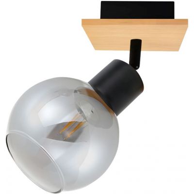 Italux Barel lampa podsufitowa 1x25 W czarna-drewno SPL-67535-1-BK-WO