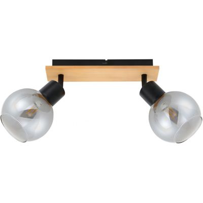 Italux Barel lampa podsufitowa 2x25 W czarna-drewno SPL-67535-2-BK-WO