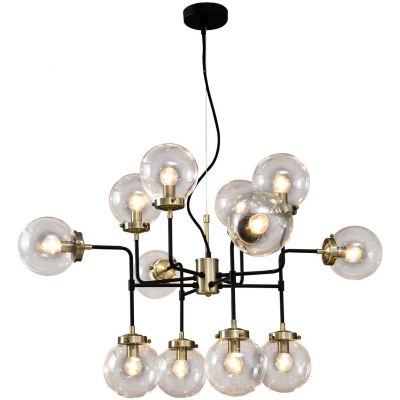 Italux Odelia lampa wisząca 12x28 W czarna-przezroczysta-brąz antyczny V1009-12