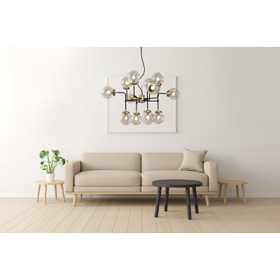 Italux Odelia lampa wisząca 12x28 W czarna-przezroczysta-brąz antyczny V1009-12