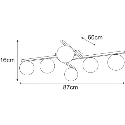 Kaja Korfu lampa podsufitowa 6x10 W biała-czarna K-5461