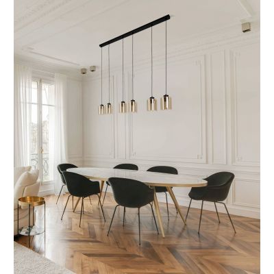 Kaja Soro lampa wisząca 6x15 W czarna-bursztynowa K-5572