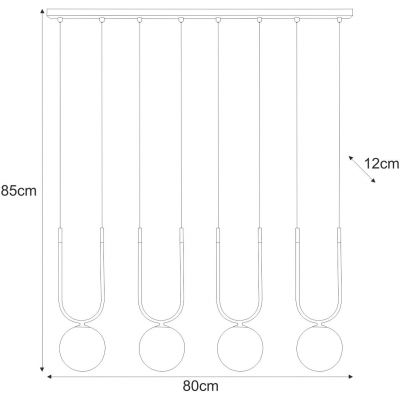 Kaja Goldi lampa wisząca 4x10 W czarna-złota-bursztynowa K-5597