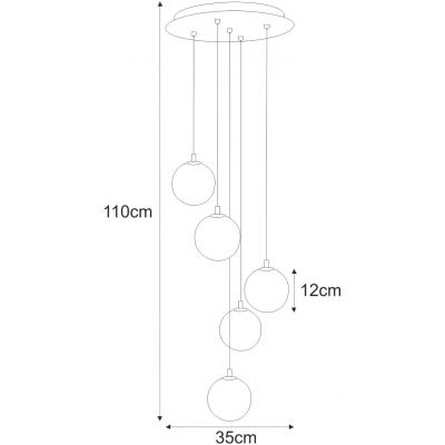 Kaja Galaxy lampa wisząca 5x10 W czarna-złota-bursztynowa K-5561