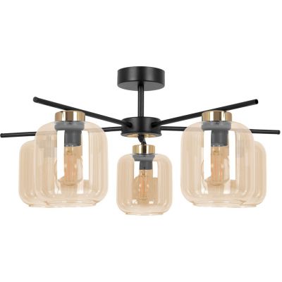 Kaja Iga lampa podsufitowa 5x15 W czarna-złota-bursztynowa K-5512