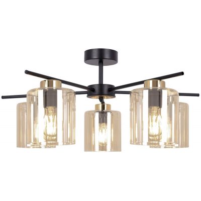 Kaja Aurelia lampa podsufitowa 5x15 W czarna-złota-bursztynowa K-5522