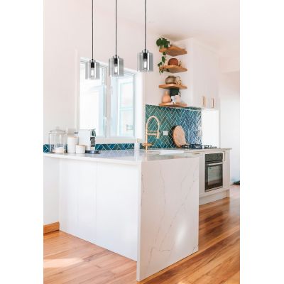 Kaja Luna lampa wisząca 1x15 W czarna-srebrna-grafitowa K-5525