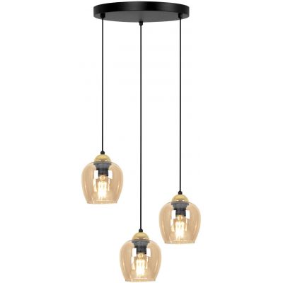 Kaja Tula lampa wisząca 3x15 W czarna-złota-bursztynowa K-5606