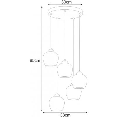 Kaja Tula lampa wisząca 5x15 W czarna-złota-bursztynowa K-5607