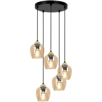 Kaja Tula lampa wisząca 5x15 W czarna-złota-bursztynowa K-5607