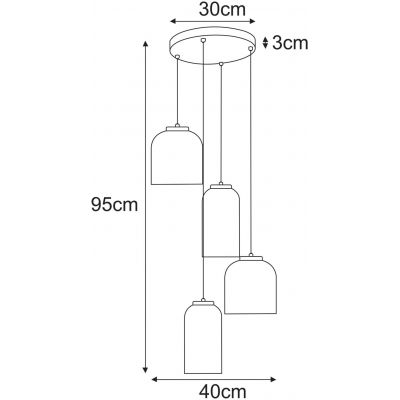 Kaja Capri lampa wisząca 4x15 W czarna-bursztynowa-grafitowa K-5627