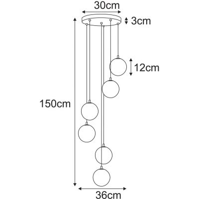 Kaja Monza lampa wisząca 6x10 W czarna-grafitowa K-5704