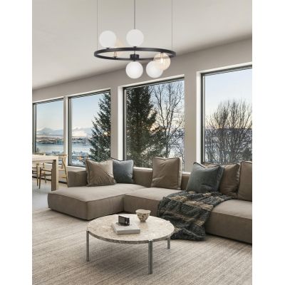 Kaja Saturno lampa wisząca 6x10 W biała-czarna-bursztynowa K-5695